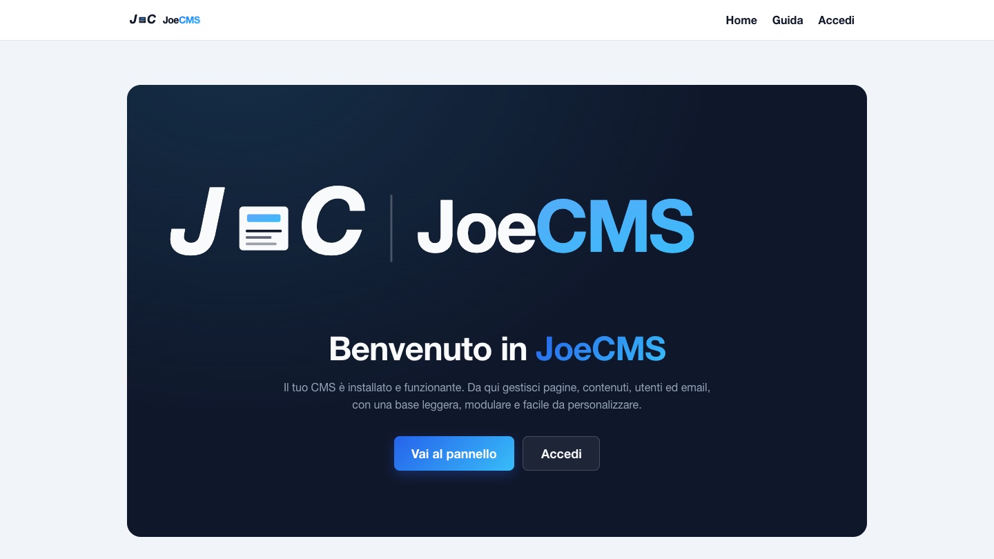 Schermata di JoeCMS