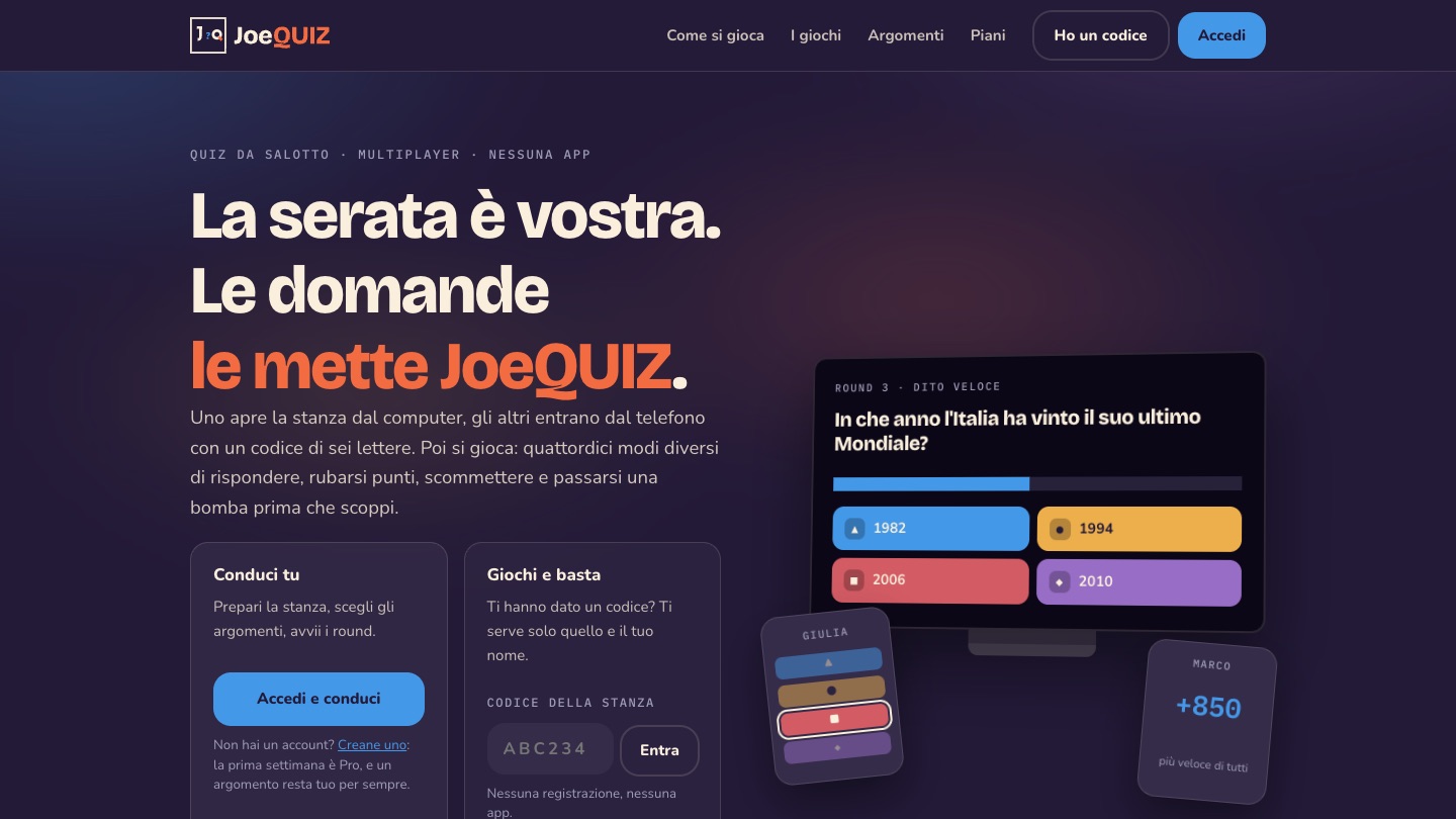 Schermata di JoeQuiz